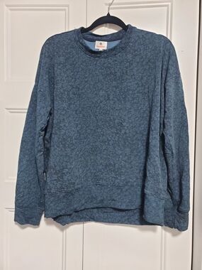 Sundry Womens Blue Floral Crewneck Sweater Size 2 Long sleeve Pull Over Knit